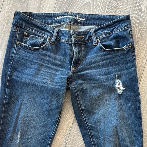 Women's Blue Distressed Jeans - Picture 3 of 6